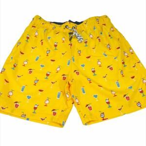Broken Threads Mixed Drinks Swim Trunks, Yellow